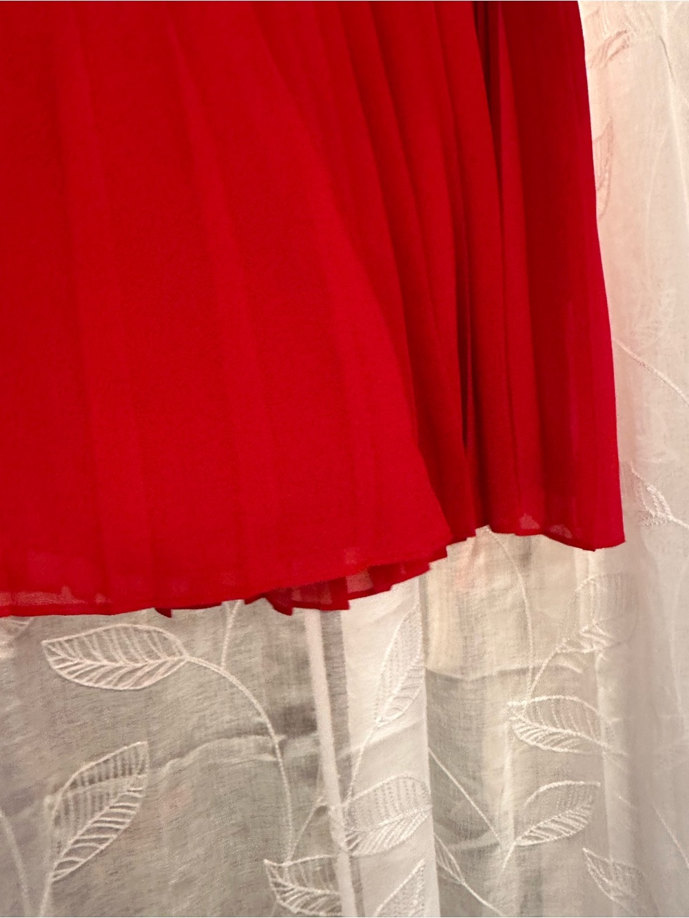 LOFT Red Pleated Skater Skirt - Picture 3 of 8